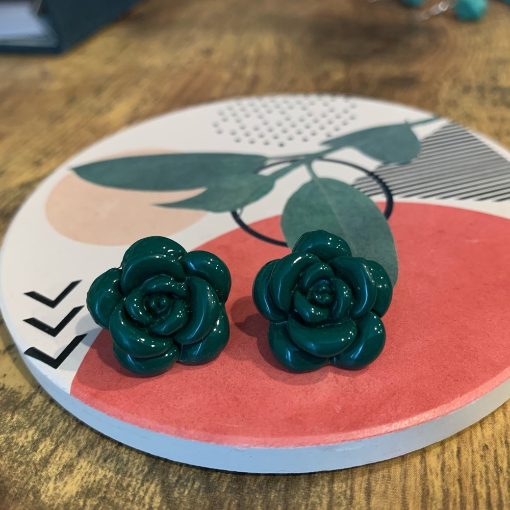 Teal Flower studs